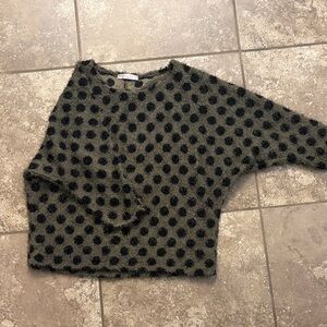 Chris & Carol Olive and Black Polka Dot Sweater